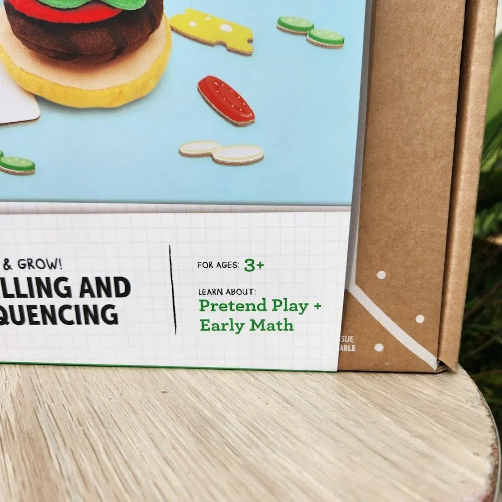 NEW KiwiCo Kiwi Co. Crate Build-a-Burger Grill Grilling Burger Kit Sequencing Pr